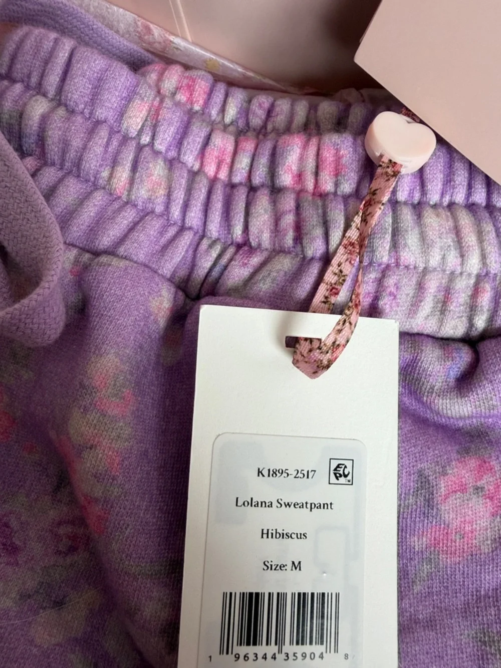 LoveShackFancy Lolana Floral Sweatpants in Hibiscus - Picture 8 of 8